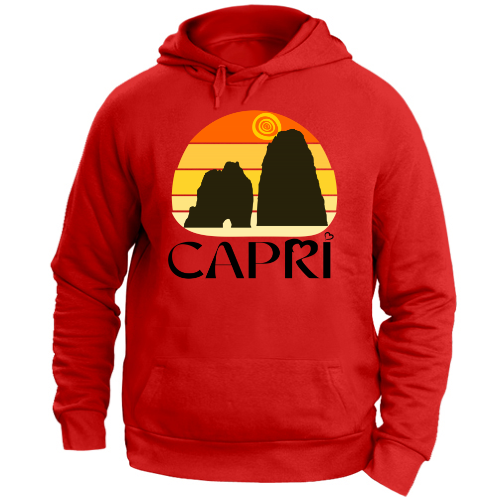 Felpa Unisex con Cappuccio CAPRI TRAMONTO VINTAGE SCRITTA NERA