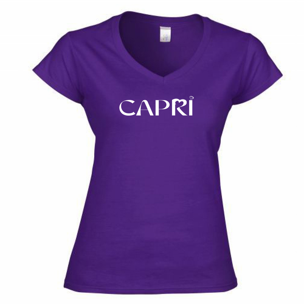 Women's T-Shirt V-Neck CAPRI MINIMAL WHITE WRITING