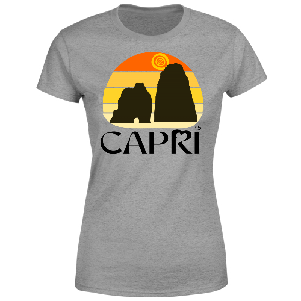 T-Shirt Donna CAPRI TRAMONTO VINTAGE SCRITTA NERA