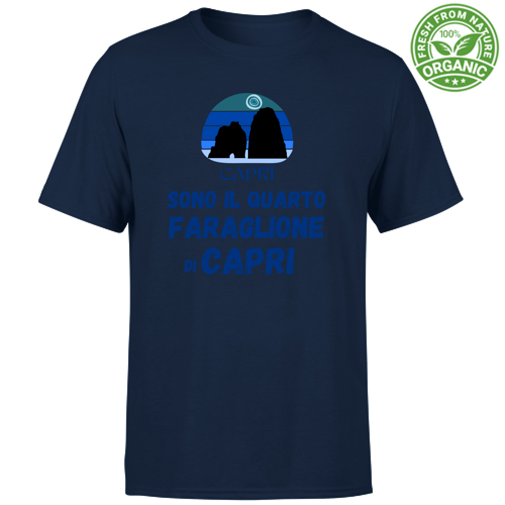 T-Shirt Bambino Organic SONO IL QUARTO FARAGLIONE DI CAPRI SCRITTA BLUE