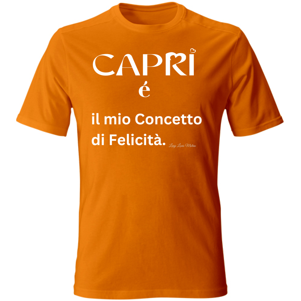 T-Shirt Bambino Capri é il mio concetto di Felicità scritta Bian