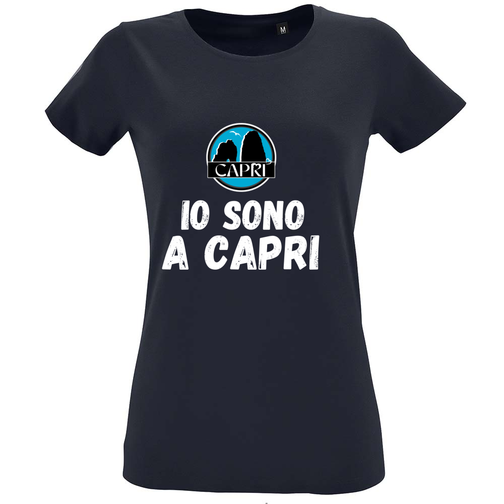 T-Shirt Women Fit IO SONO A CAPRI SCRITTA BIANCA