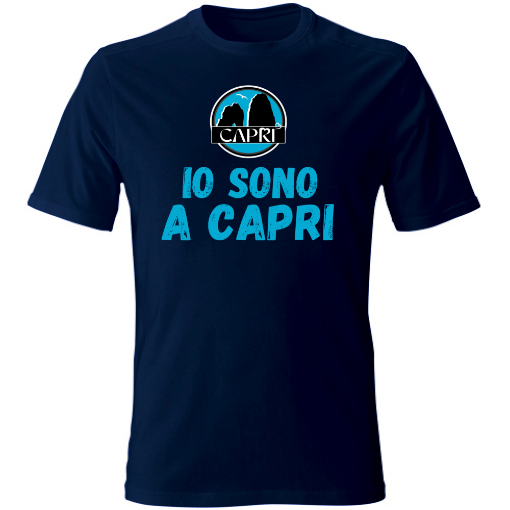 T-Shirt Unisex Large IO SONO A CAPRI SCRITTA AZZURRA