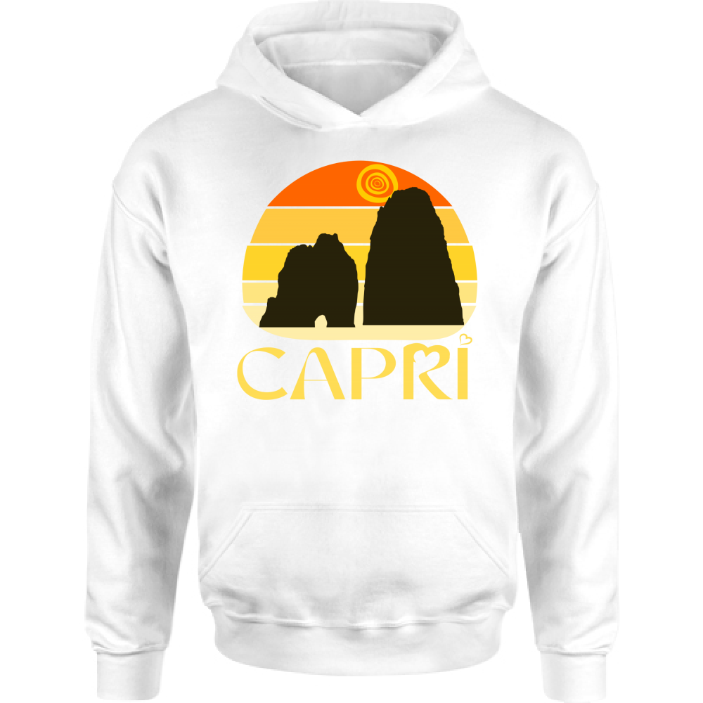 Felpa Bambino con Cappuccio CAPRI TRAMONTO VINTAGE SCRITTA GIALLO