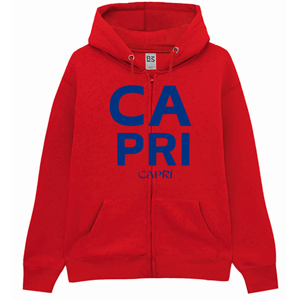 Felpa Premium Cappuccio Zip CAPRI DESIGN SCRITTA BLUE