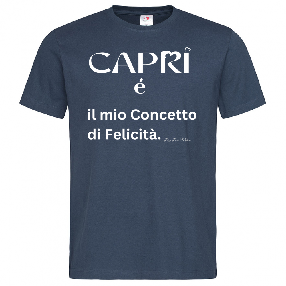 T-Shirt Men Premium Capri é il mio concetto di Felicità scritta Bian