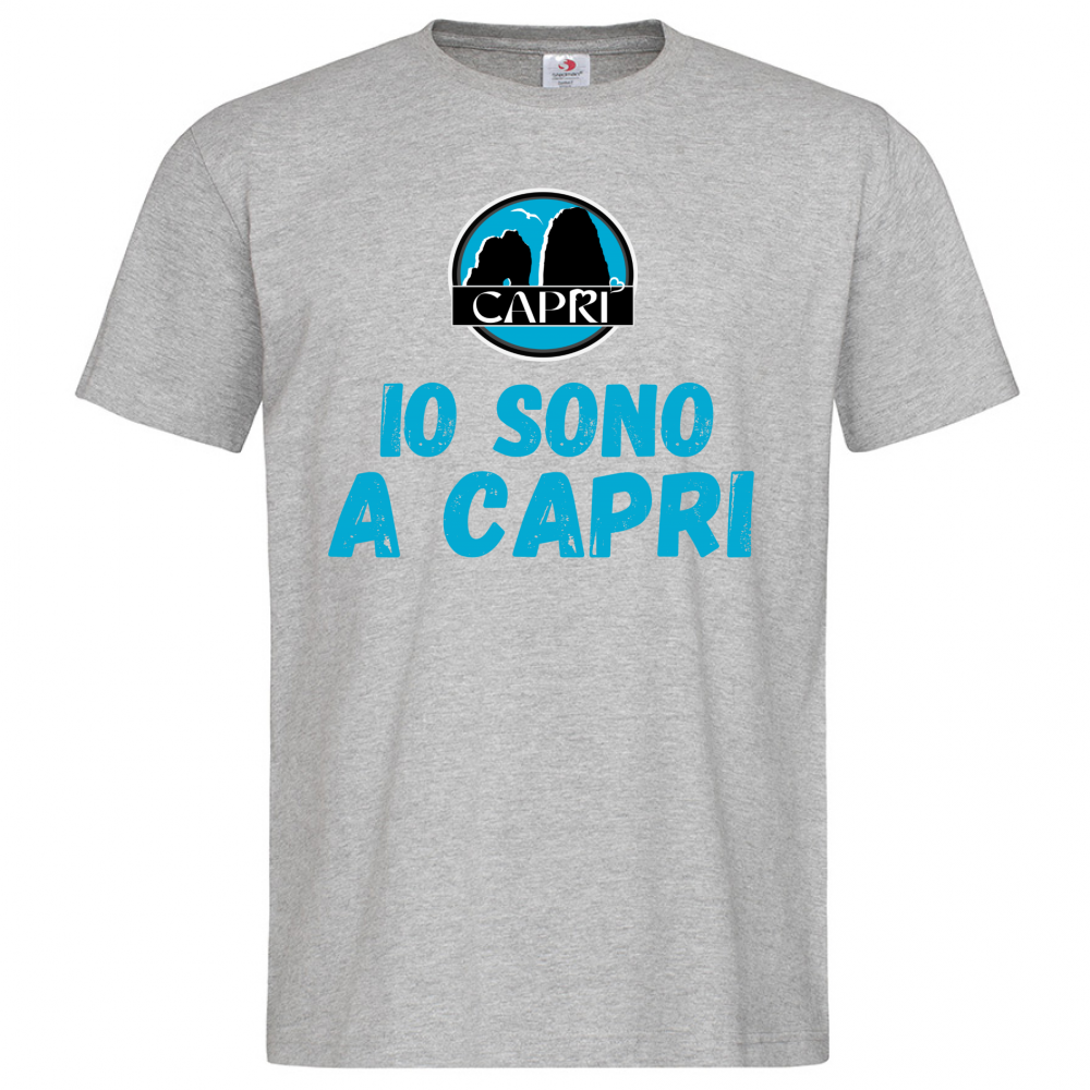 T-Shirt Men Premium IO SONO A CAPRI SCRITTA AZZURRA