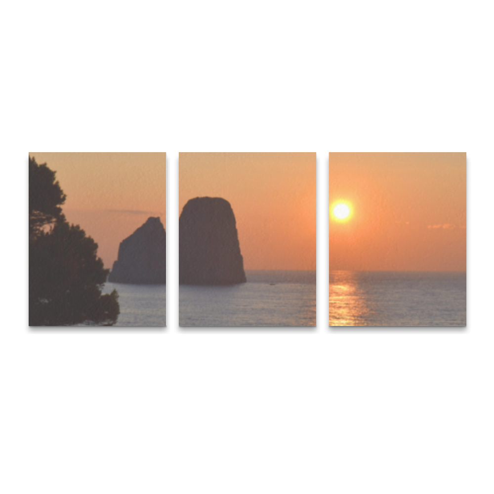 Canvas 3 Pannelli Telaio Capri Faraglioni incantati