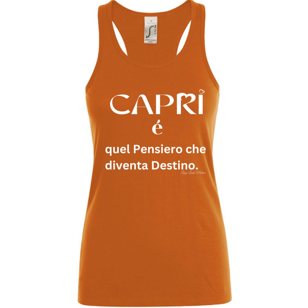Canotta Donna Capri quel Pensiero che diventa Destino scritta bi