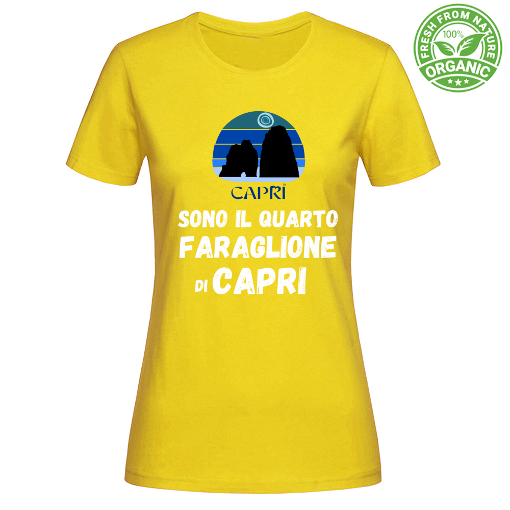 T-Shirt Woman Organic SONO IL QUARTO FARAGLIONE DI CAPRI SCRITTA BIANCA