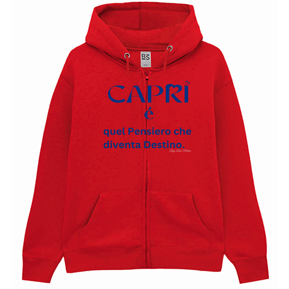 Felpa Premium Cappuccio Zip Capri é quel pensiero che diventa Destino