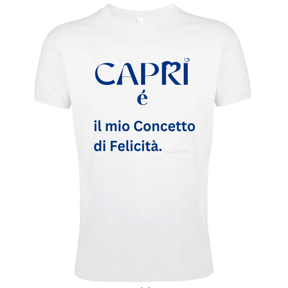 T-Shirt Men Fit Capri é il mio concetto di Felicità scritta Blue
