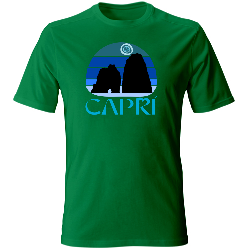 T-Shirt Unisex CAPRI VINTAGE TRAMONTO AZZURRATO