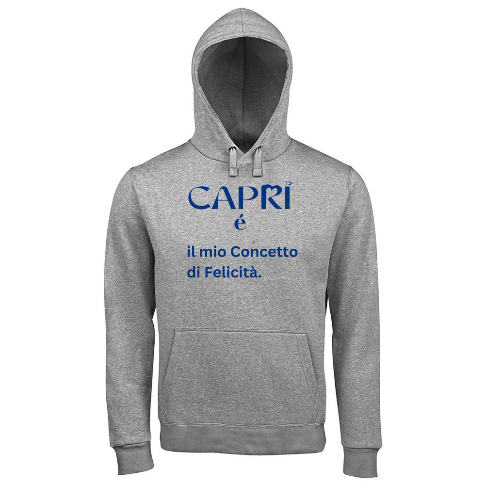 Hoodie Premium Men Capri é il mio concetto di Felicità scritta Blue