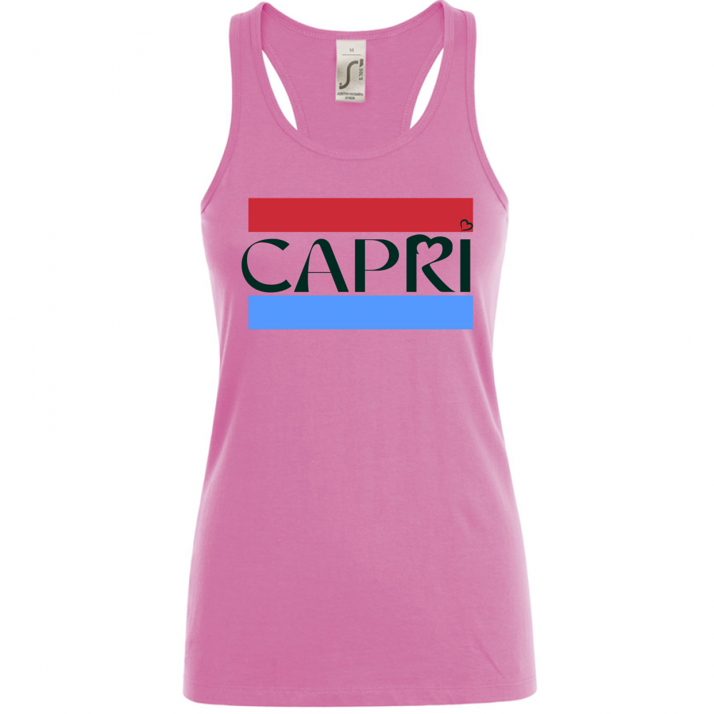 Canotta Donna CAPRI FASCIA ROSSO BLUE SCRITTA NERA