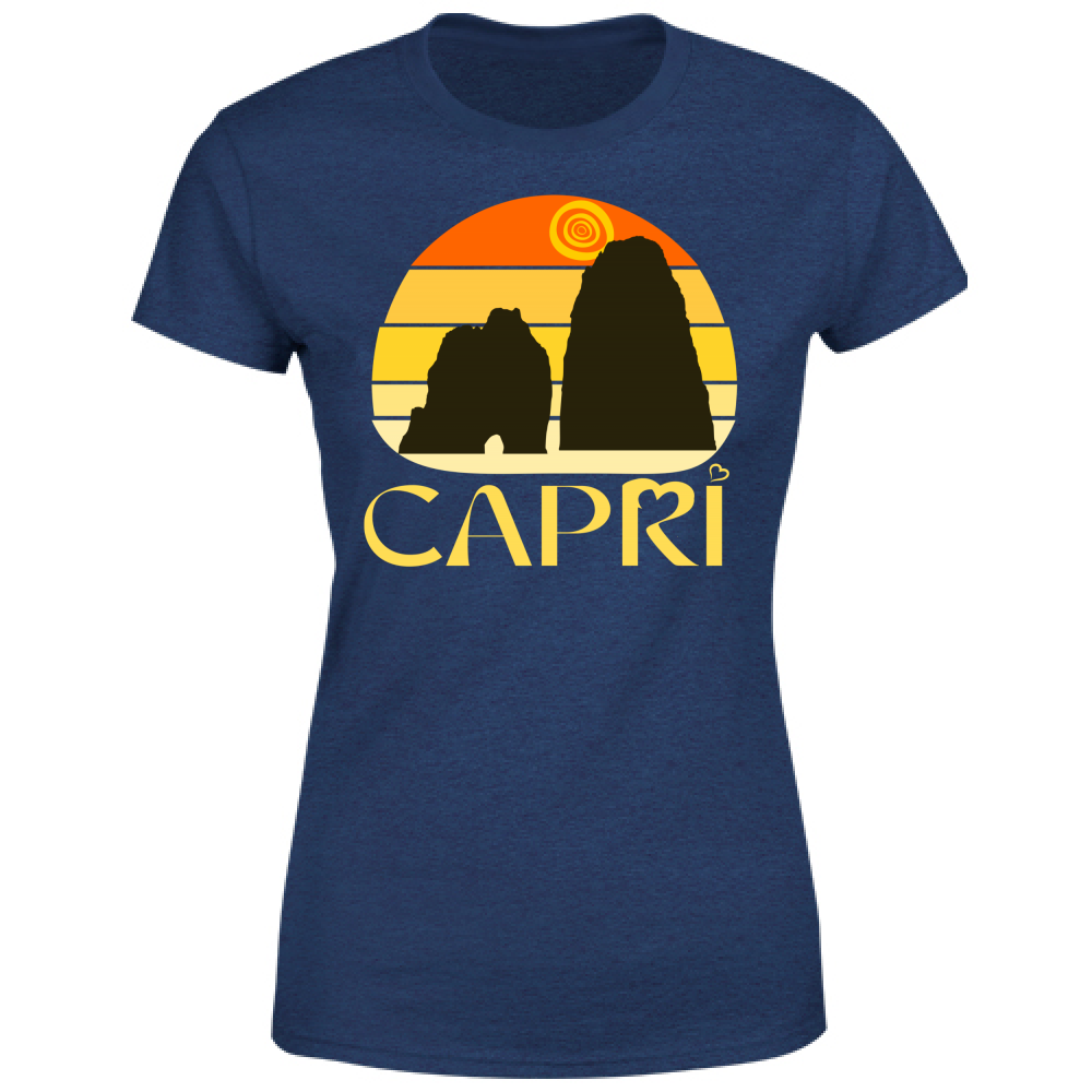 Women's T-Shirt CAPRI SUNSET VINTAGE YELLOW WRITING