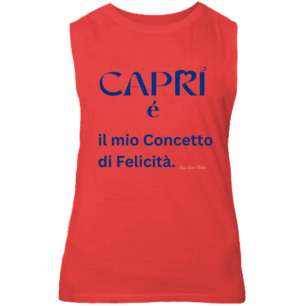 Canotta Unisex Capri é il mio concetto di Felicità scritta Blue