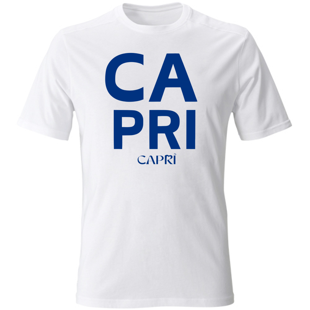 T-Shirt Unisex Large CAPRI DESIGN SCRITTA BLUE