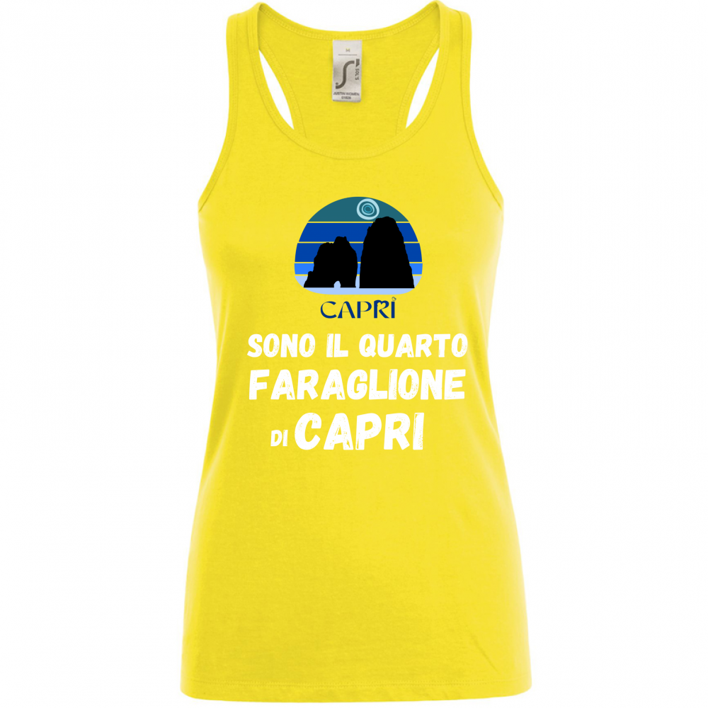 Canotta Donna SONO IL QUARTO FARAGLIONE DI CAPRI SCRITTA BIANCA