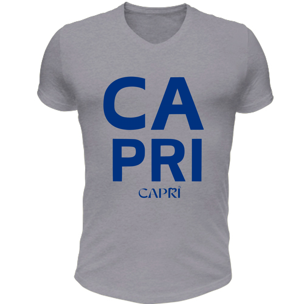T-Shirt Unisex Scollo V CAPRI DESIGN SCRITTA BLUE