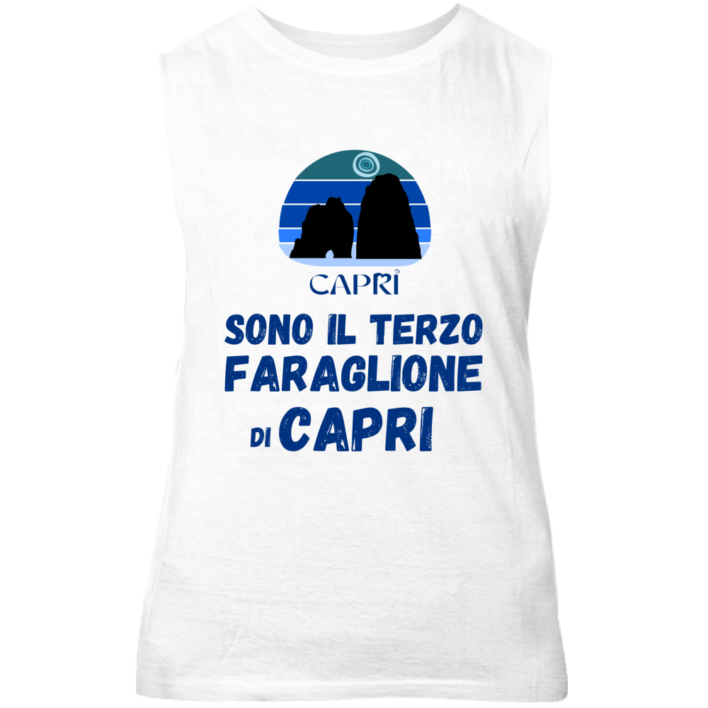 Canotta Unisex SONO IL TERZO FARAGLIONE DI CAPRI SCRITTA BLU
