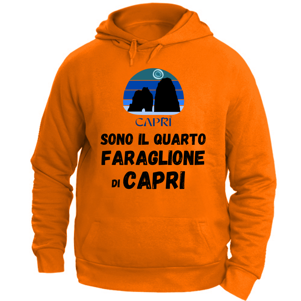 Felpa Unisex con Cappuccio SONO IL QUARTO FARAGLIONE DI CAPRI SCRITTA NERA