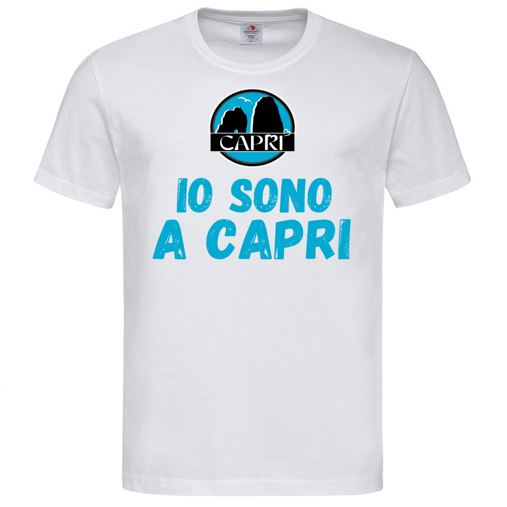 T-Shirt Men Premium IO SONO A CAPRI SCRITTA AZZURRA