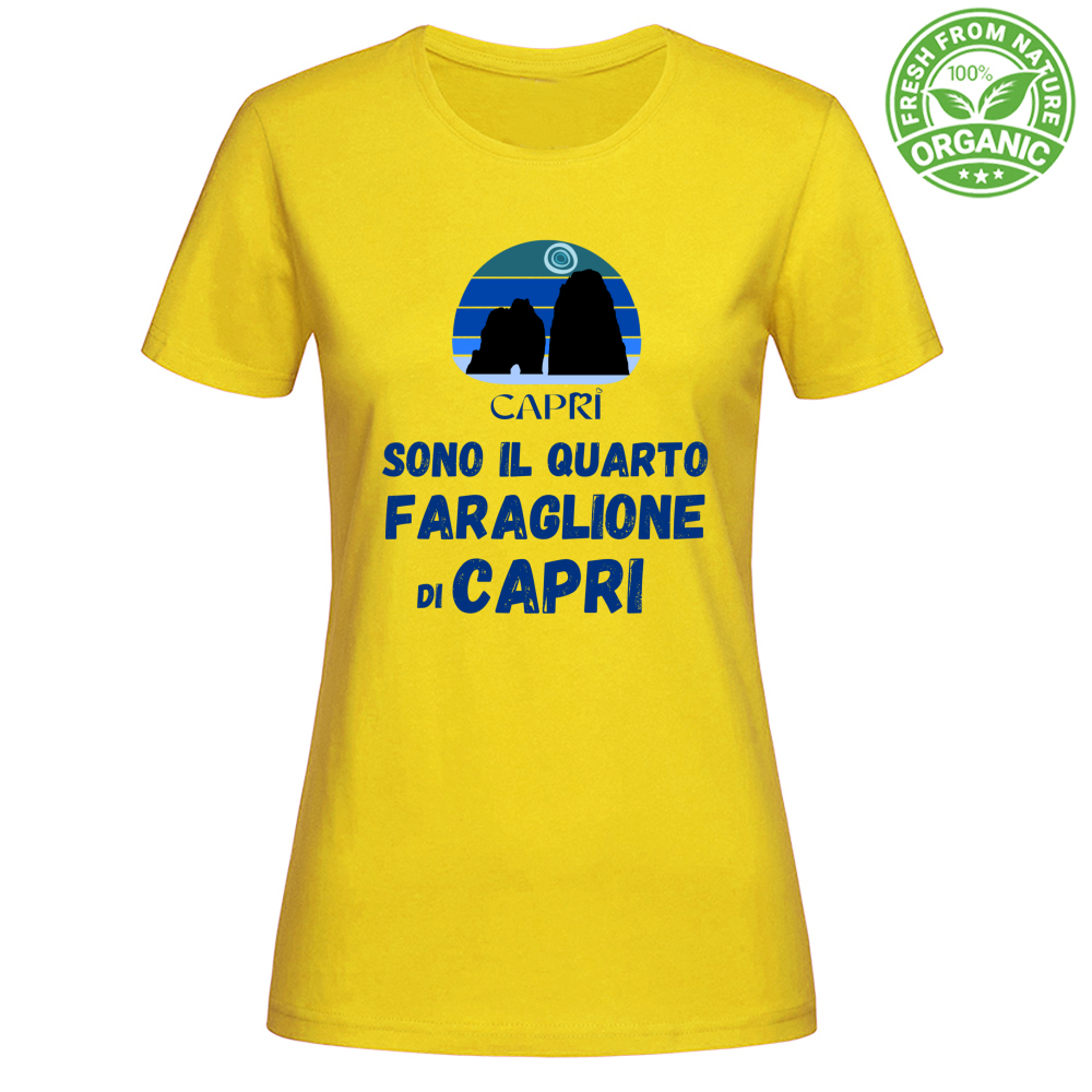 T-Shirt Woman Organic SONO IL QUARTO FARAGLIONE DI CAPRI SCRITTA BLUE
