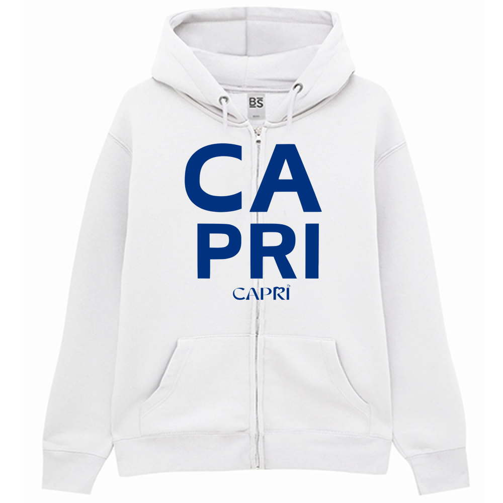 Felpa Premium Cappuccio Zip CAPRI DESIGN SCRITTA BLUE