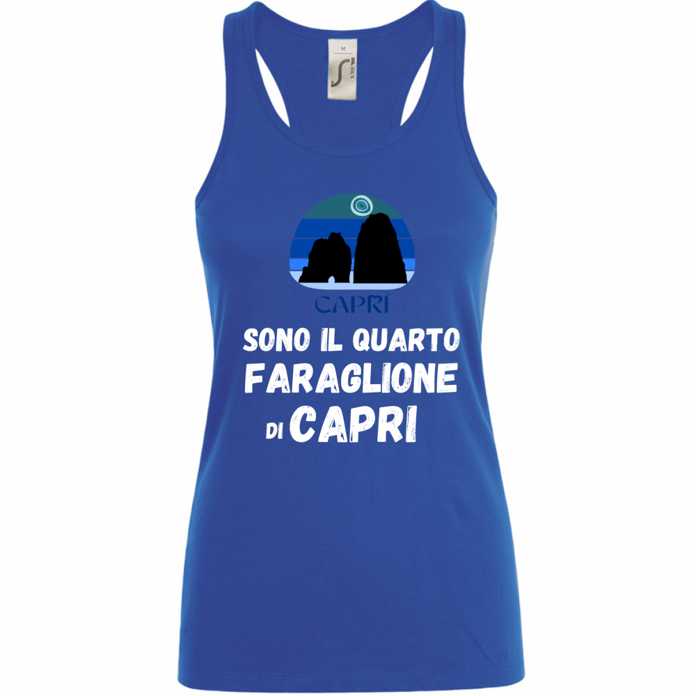 Canotta Donna SONO IL QUARTO FARAGLIONE DI CAPRI SCRITTA BIANCA