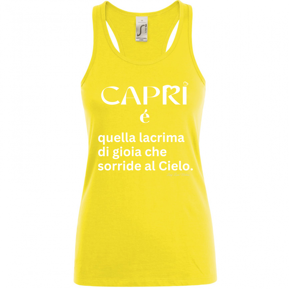 Canotta Donna Capri é quella lacrima di gioia scritta bianca
