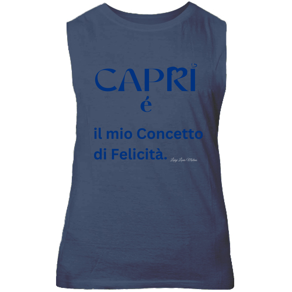 Canotta Unisex Capri é il mio concetto di Felicità scritta Blue