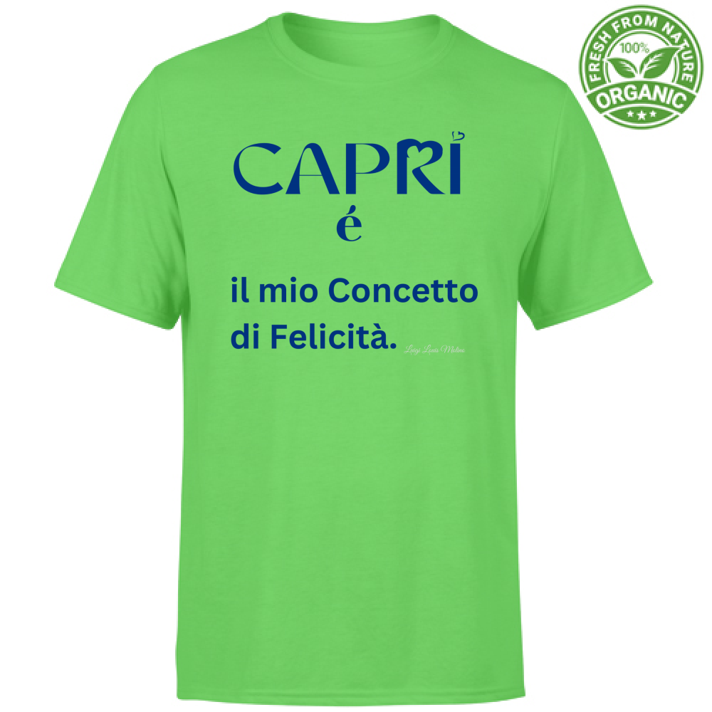 T-Shirt Bambino Organic Capri é il mio concetto di Felicità scritta Blue