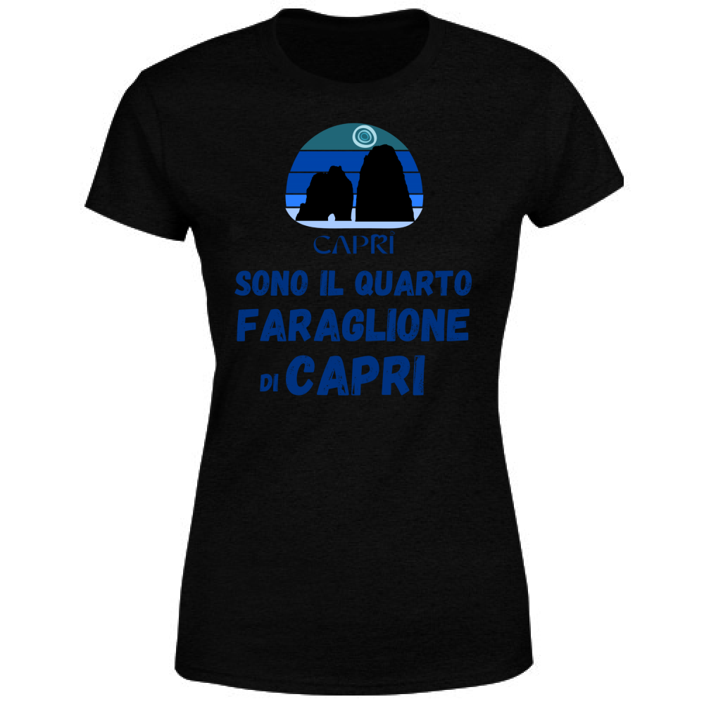 T-Shirt Donna SONO IL QUARTO FARAGLIONE DI CAPRI SCRITTA BLUE