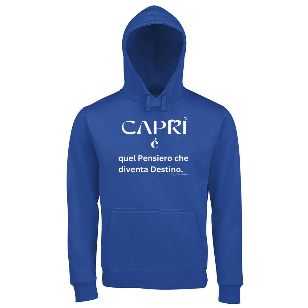 Hoodie Premium Men Capri quel Pensiero che diventa Destino scritta bi