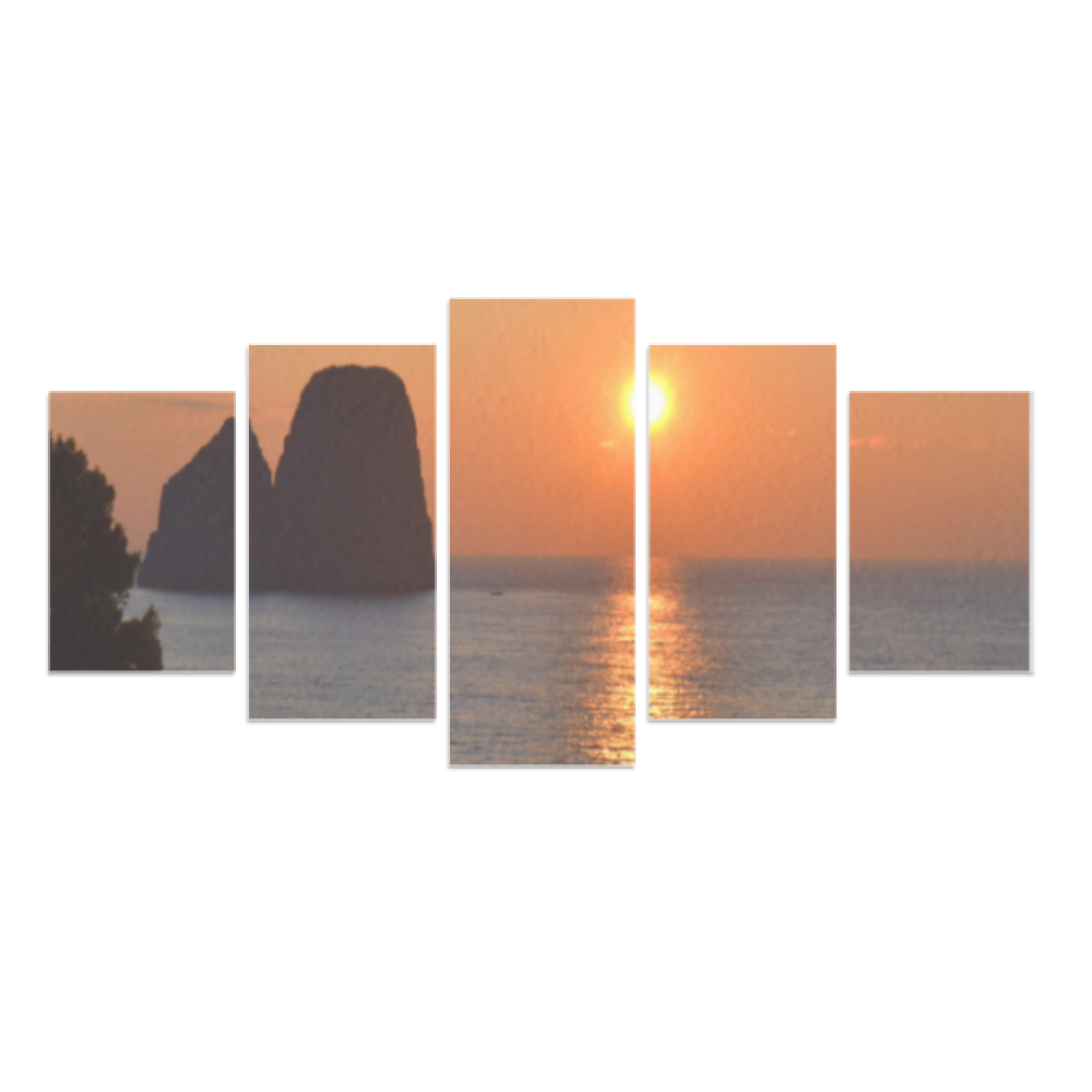 Canvas 5 Pannelli Telaio Capri Faraglioni incantati