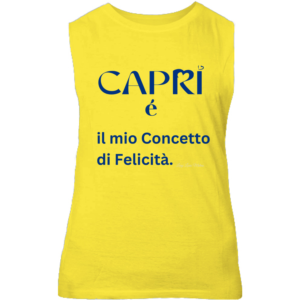 Canotta Unisex Capri é il mio concetto di Felicità scritta Blue