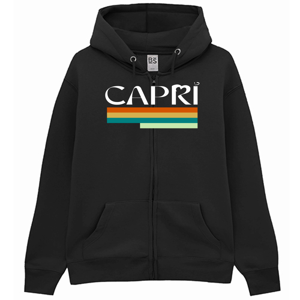 Felpa Premium Cappuccio Zip CAPRI TECNICOLOR SCRITTA BIANCA