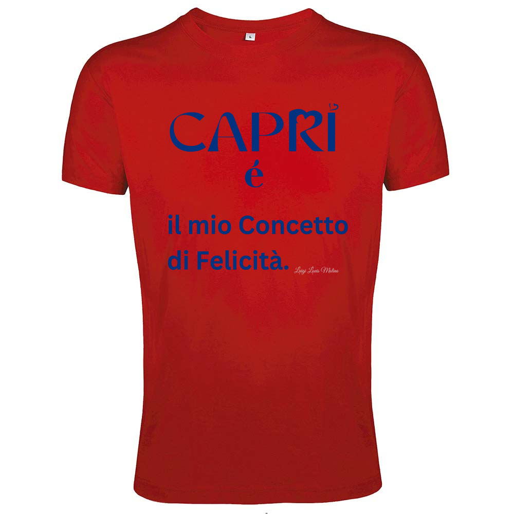 T-Shirt Men Fit Capri é il mio concetto di Felicità scritta Blue