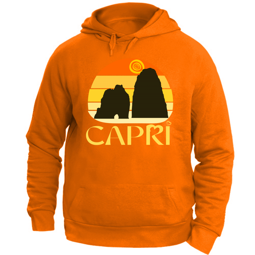 Unisex Hoodie CAPRI SUNSET VINTAGE YELLOW WRITING