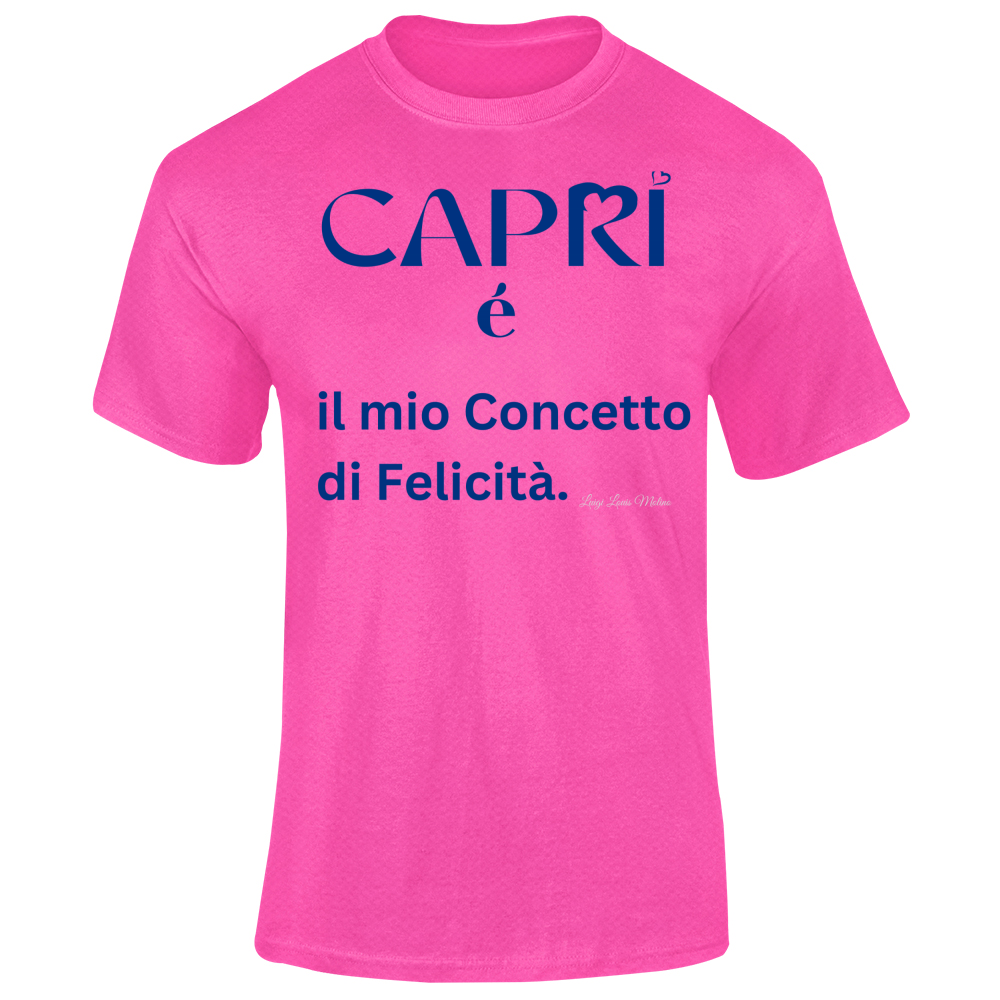 T-Shirt Unisex Dry Sport Capri é il mio concetto di Felicità scritta Blue