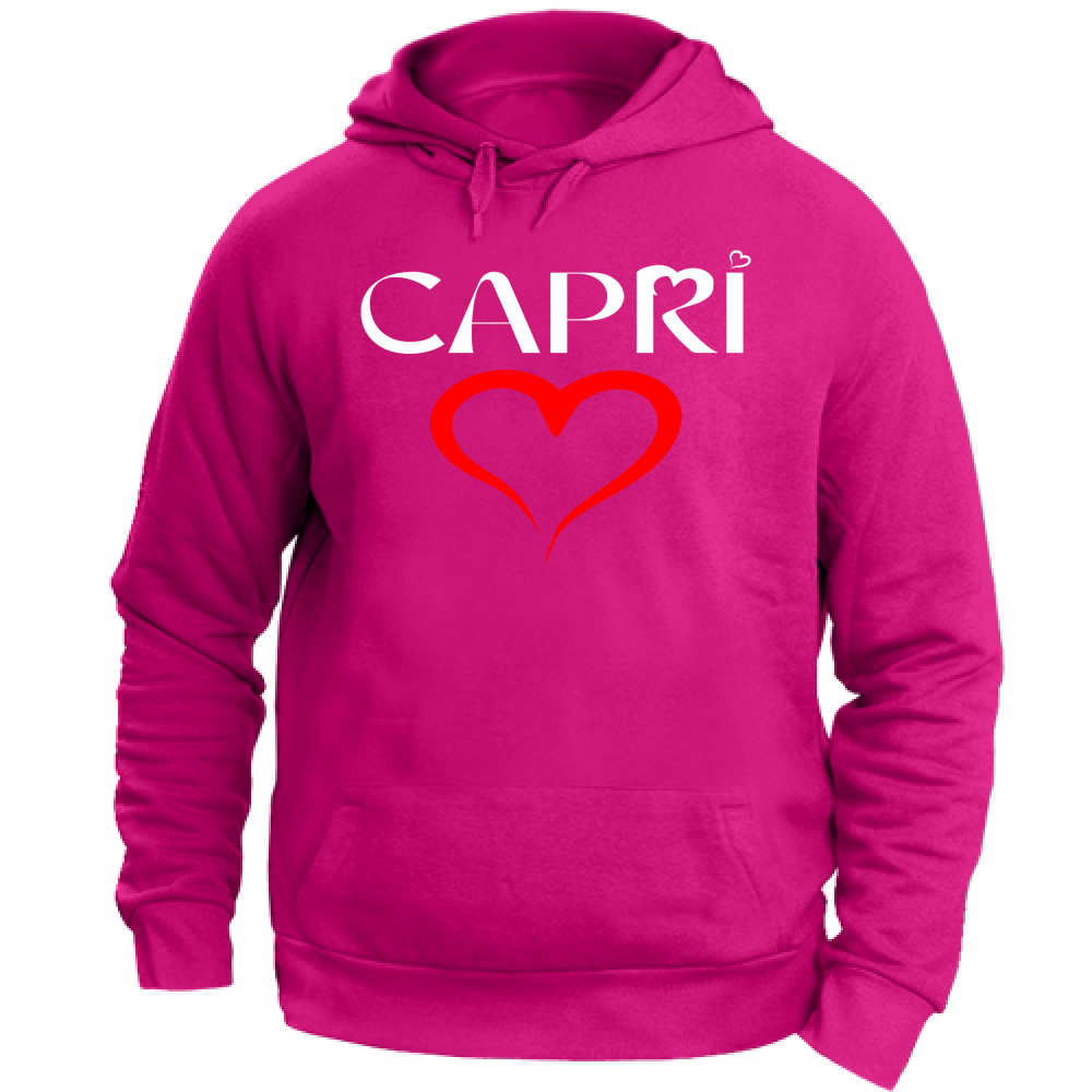 Felpa Unisex con Cappuccio CUORE CAPRI ROSSO