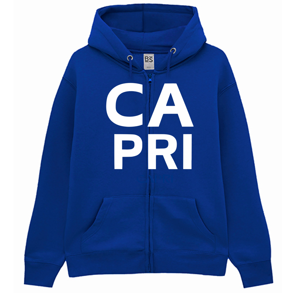 Felpa Premium Cappuccio Zip CAPRI DESIGN SCRITTA BIANCA
