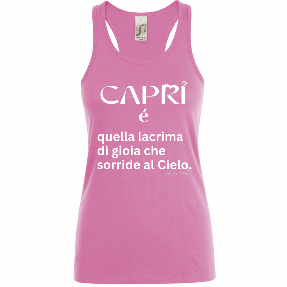 Canotta Donna Capri é quella lacrima di gioia scritta bianca