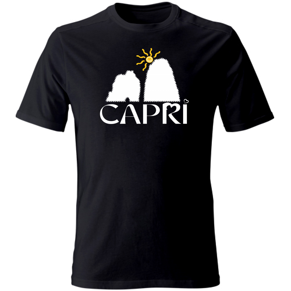 Unisex Large T-Shirt CAPRI HAPPY FARAGLIONI WHITE