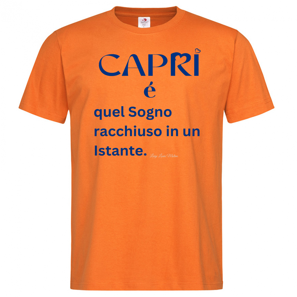 T-Shirt Men Premium Capri Sogno racchiuso in un istante scritta Blue