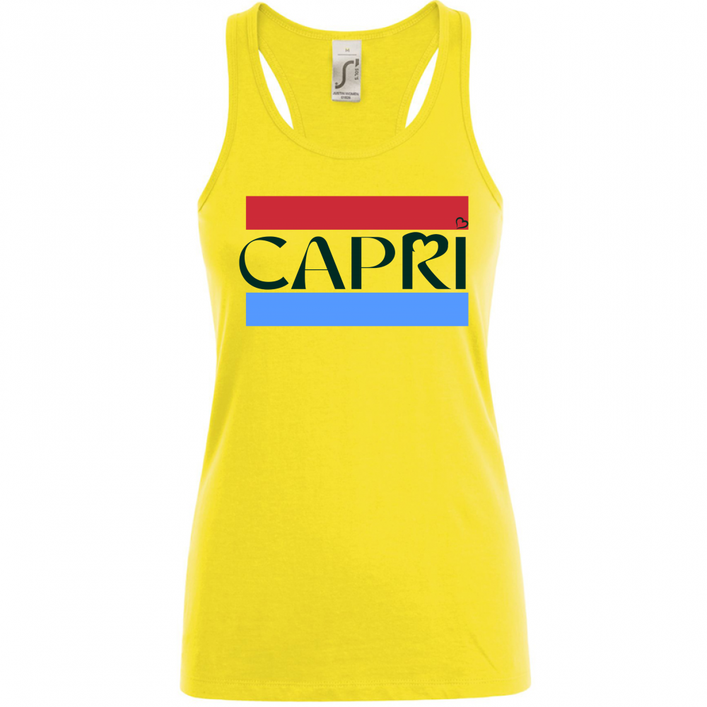 Canotta Donna CAPRI FASCIA ROSSO BLUE SCRITTA NERA