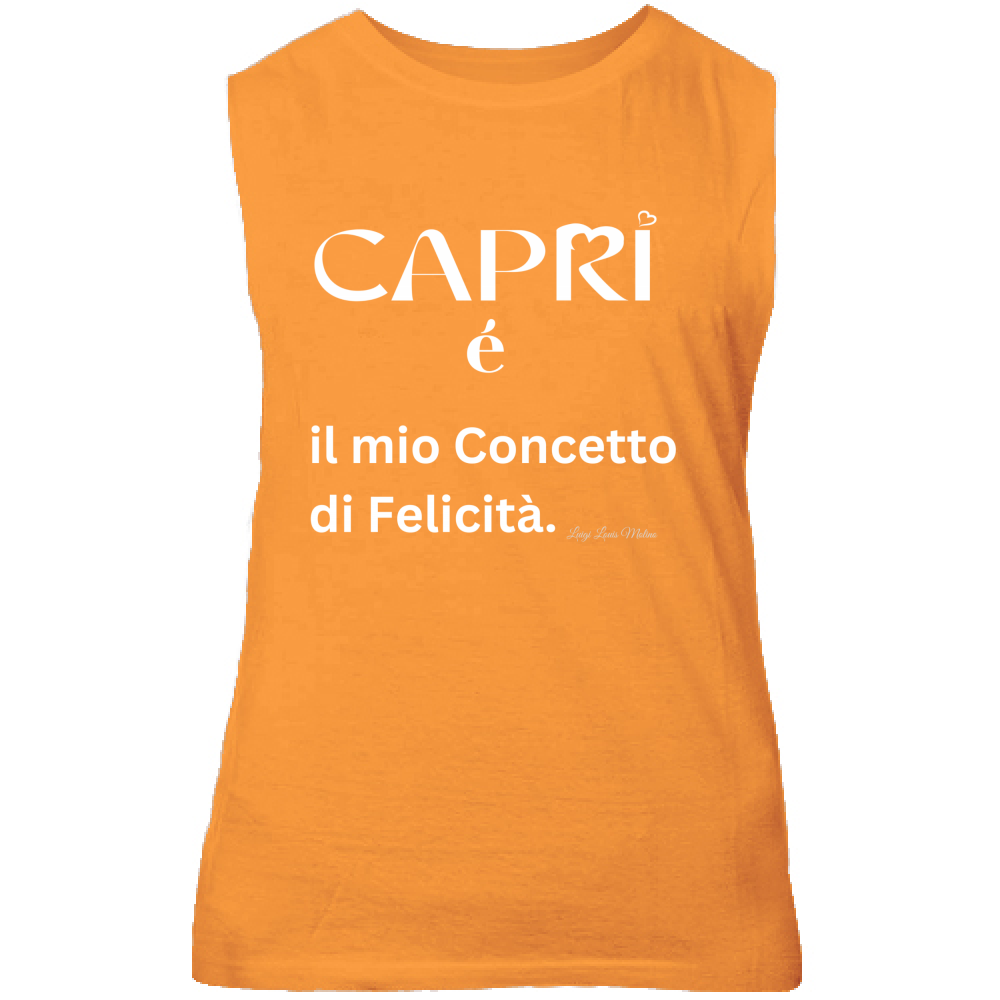 Canotta Unisex Capri é il mio concetto di Felicità scritta Bian
