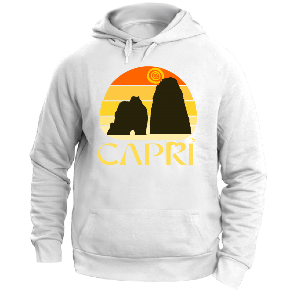 Unisex Hoodie CAPRI SUNSET VINTAGE YELLOW WRITING