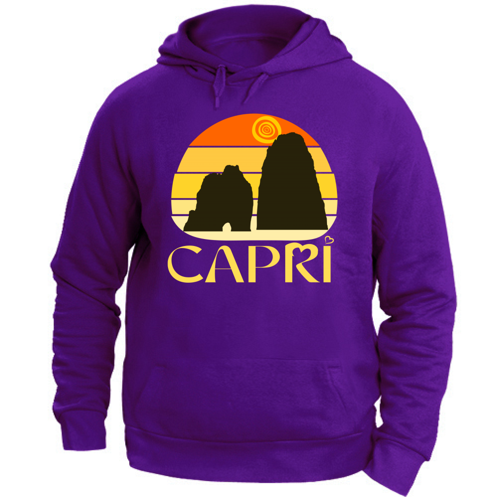 Unisex Hoodie CAPRI SUNSET VINTAGE YELLOW WRITING